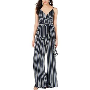 Project 28 Womens Faux Wrap Jumpsuit, Blue, M, DM